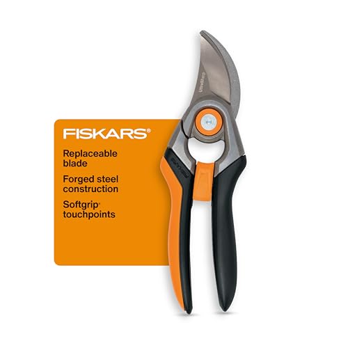 Fiskars Bypass Pruning Shears, 1" Cut Capacity Gardening Scissors, Forged Steel Replaceable Blade, SoftGrip Handle Garden Clippers, Rust Resistant Low Friction Coating for Branches & Stems by Fiskars - Used condition - US$18.64