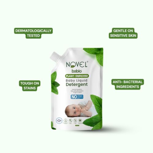 Image of Novel Plant Enriched Baby Liquid Detergent Refill Pack 1000ml | Neem & Coconut Cleansers | pH Balanced | No Phosphates, Sulphates, Parabens, Phthalates & Dyes | IFRA Allergen-Free Fragrance