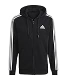 Kängurutaschen adidas Mens 3-Streifen FL Fz Hooded Sweatshirt, Black, 2XL