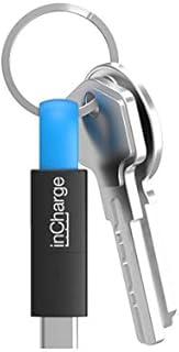 inCharge All in One 3in1 - Ultra Portable Charging/Sync Keychain Cable Compatible with Apple iPhone/iPad/Airpods and Compatible with All Android micro usb and usb type c Devices (TPE-BLUE)