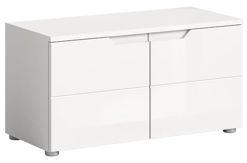 xonox.home - Sitzbank Solero 80x43x37 cm in Front weiß Hochglanz Tiefzieh Korpus weiß - Garderobenbank Flurbank...