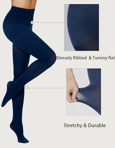 Image of CozyWow 80D Control Top Opaque Tights for Women High Waist Matte Pantyhose | Run-resistant, High Rise,Ideal for Layering under Dress