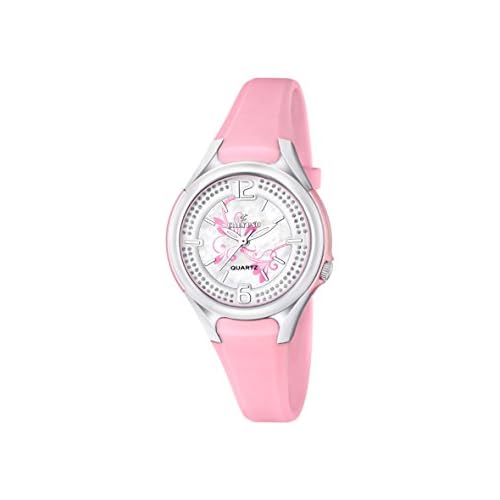 Calypso Damen Quarzuhr mit Silber Zifferblatt Analog-Anzeige und Pink Kunststoff Strap k5575/2