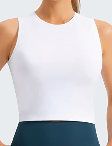 Dragon Fit Women Sleeveless Compression Tops Workout Stretch Yoga Tank Crop Tops No Padding White #TOP4