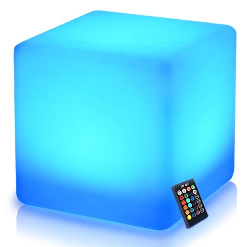 Mr.Go 16-inch Rechargeable LED Cube Chair Light, 16 RGB Colors Gl...