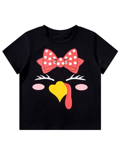 LATOBREATH Baby Girl Little Kid Thanksgiving Day Turkey Shirt Outfit Short Sleeves Party Dress Up
