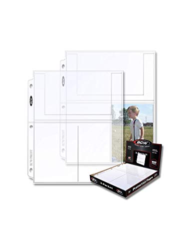 BCW Pro 3-Pocket Photo Sleeves (100 Pack) | 4"x6" Acid-Free, Arch...