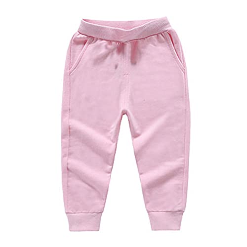 Toddler Jogger Pants Solid Color Cotton Elastic Waist Sweatpants Kids Boys Girls Winter Thermal Casual Trousers