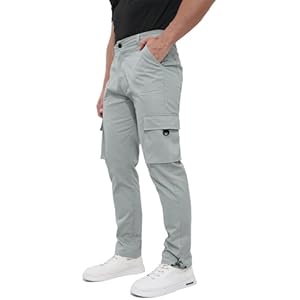 ALLELMS Mens Cargo Pants Classic Fit Stretch Lightweight Casual Pants for Men 28 Regular Grey Blue