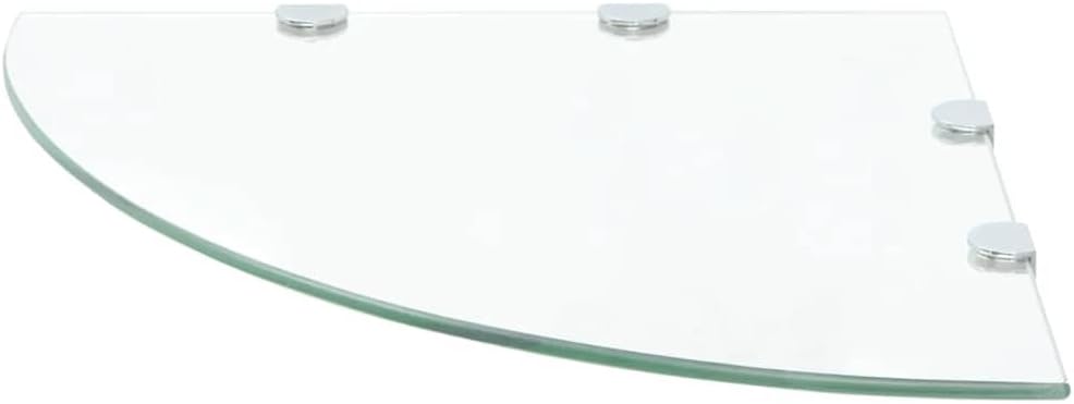 Corner Shelf Clear Tempered Glass, 17.7-inch Medium Triangular Wall Shelf for Bathroom Decor, Floating Ledge Design, 33 lbs Capacity