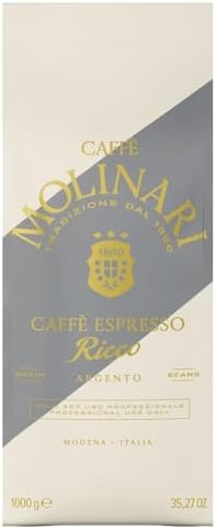 Caffe' Molinari Caffe Espresso Ricco Argento Espresso Coffee Beans 1Kg. bag (2.2lb)