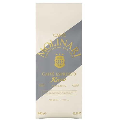 Caffe' Molinari Caffe Espresso Ricco Argento Espresso Coffee Beans 1Kg. bag (2.2lb)