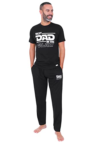 Herren Schlafanzug Best Dad In The Galaxy, lang, Schwarz , XL