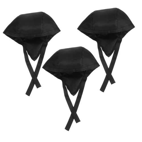Chapeaux de chef ajustables BESPORTBLE lot de 3 calots de cuisine en tissu noir confortables
