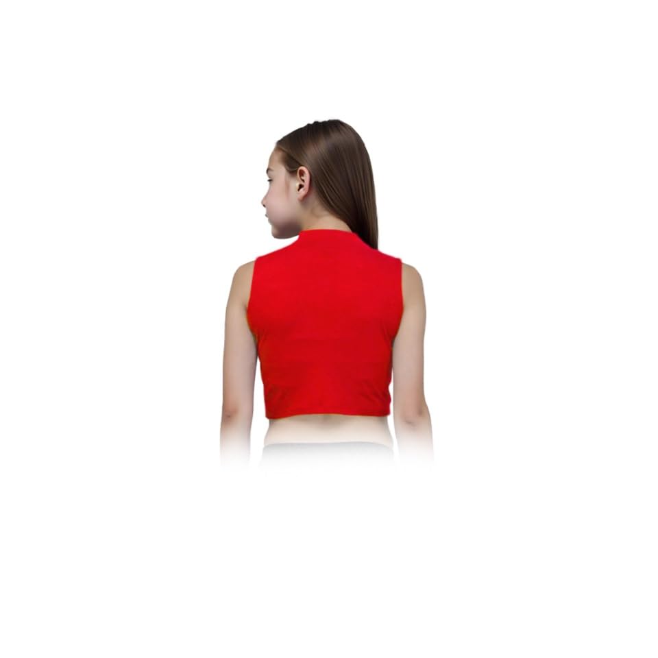 Image of Gum & Berries Girls Turtle Neck Crop Sleeveless Vest Tank Top Lightweight Disco Dance,