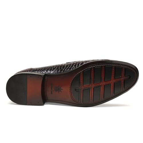 Image of Classic Leather Dress Shoes for Men, Premium Alligator Printed Bussiness Dress Slip on Loafer for Mens