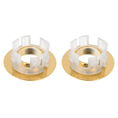 jojofuny Tapa de Desbordamiento para Lavabo de Cobre Redonda, Anillo Decorativo Hueco Dorado Pequeño, 2 Unidades, Accesorio Profesional para Desagüe Doméstico en Baño y Cocina