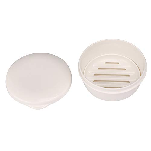 HERCHR Porte-Savon en Plastique, Boîte à Savon Ronde Etui à Savon de Voyage avec Couvercle et Couche à Sécher pour Voyage, Cuisine, Salle de Bain, 9cm