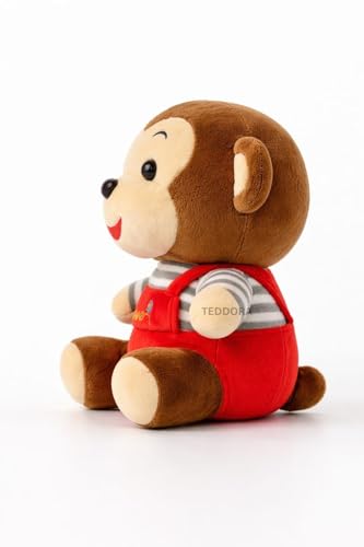 Image of Sitting Monkey Soft Toy for Girls Boys Kids,Red,Sitting Love Animal Plush Stuffed Baby Teddy Gift Birthday, 20 cm
