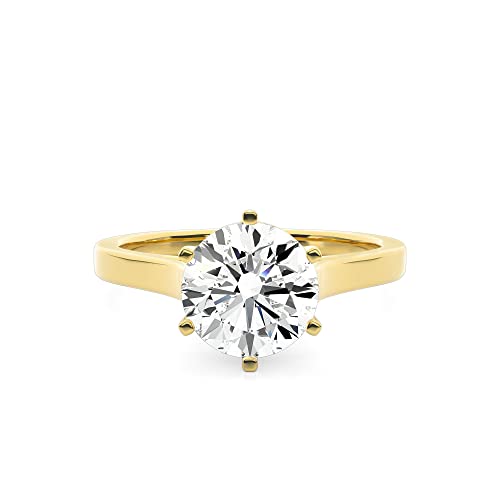 Buy Jewels Solid 10k Gold 1.5 ct Round Moissanite Solitaire Engagement Ring 6 Prong Cathedral Setting G-H Color VVS1 Quality2