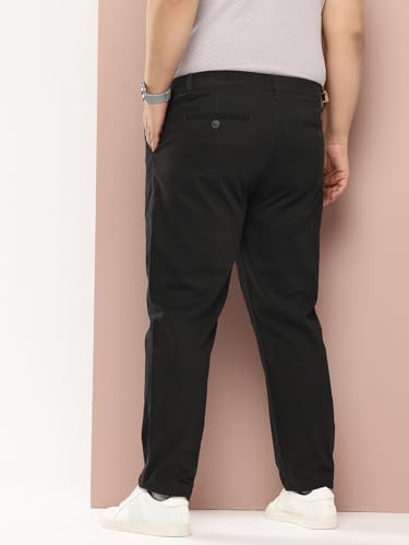 Image of Thomas Scott Men's Smart Plus Size Regular Fit Solid 100% Cotton Chinos Trouser with 4 Pockets | Woven Casual Pants