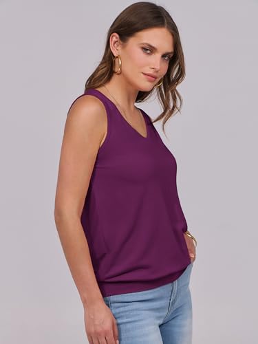Image of ANRABESS Women Tank Tops Summer V Neck Sleeveless Casual Loose Fit Cute Cami Basic T Shirts Solid Tees 2026 Trendy Outfits