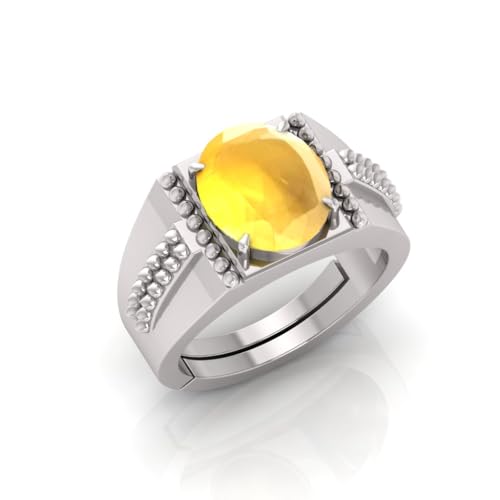 Bague saphir jaune plaqué argent pour astrologie védique et lithothérapie