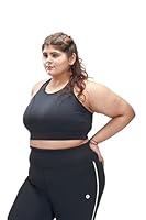 Spirit Animal Plus Size M - 5XL Strappy Black Sport Bra for Women | Pull On | Four-Way Stretch Fabric | Scoop Neck | Moisture-Wicking Technology |