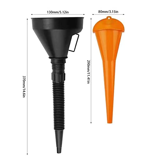 3 Entonnoirs De Carburant De Bouche Plastique Flexibles à Angle Droit, Entonnoir Universel à Essence Avec Bec Détachable Et Entonnoirs à Longue Pour Moto Voiture Automobile, Rouge/orange/noir