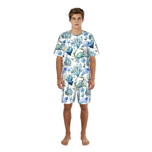 Pyjama d'été léger pour hommes ensemble court manches courtes décontracté