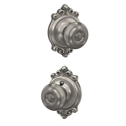 Image of SCHLAGE F10 GEO 619 BRK Brookshire Collection Georgian Passage Knob, Satin Nickel