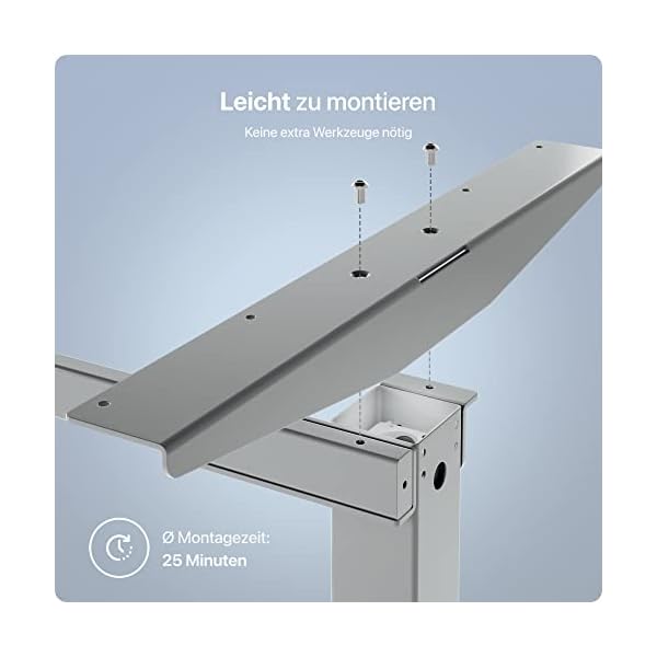 Desktronic Höhenverstellbarer Schreibtisch (120x60 cm) - Sitz- & Stehpult mit Ladebuchsen - Schreibtisch… – Bild 9