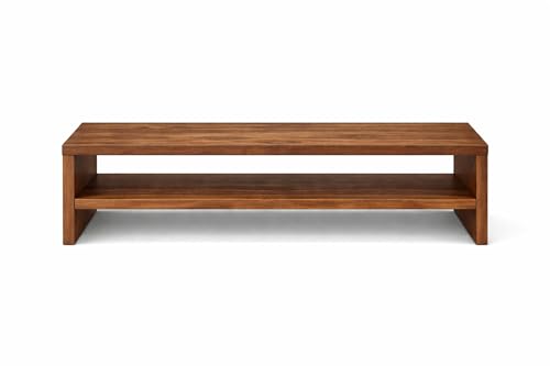 Image of Enigmatic Woodworks Wooden Monitor Stand with Storage Organizer for Desk, Tables, Office, Home, Studio, Study Table (Walnut)