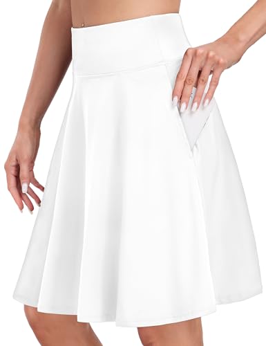 Desol 50cm Tennisrock Damen mit Hose Knielang, Hohe Taille Hosenrock Damen mit 4 Taschen, Golfrock mit Shorts, Skort mit Verstellbares Zugband, Sportrock für Tennis, Golf, Laufen