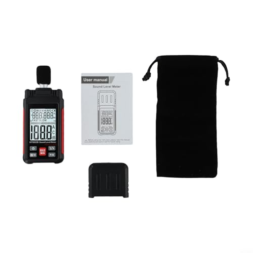 Sonomètre numérique 30-130 dB avec pondération A/C, mode rapide/lent, écran LCD rétroéclairé pour test de température et d'humidité, détecteur de...