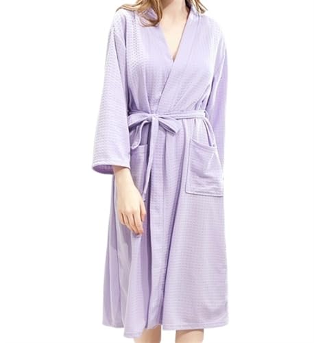 HYKJCSS Albornoz Bata De Kimono para Mujer, Baño Corta, Ligera, Ropa Estar Suave con Bolsillos Ropa(F,Large)