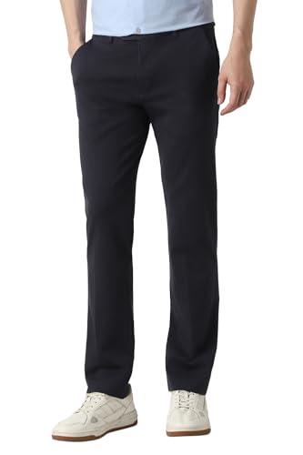 Image of Peter England Men's Slim Fit Mid Rise Formal Stretchable Knit Super Trouser | Comfort Lycra | 360-Degree Stretch
