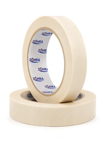 Image of ZOHRA Masking Tape - 20 Meters in Length 24mm / 1 inch Width - 2 Rolls Per Pack - Easy Tear Tape, Best for Carpenter, Labelling, Painting and leaves no residue after a peel. (4)