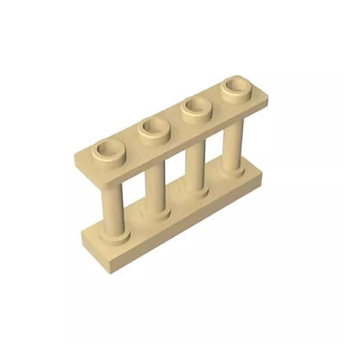 GDS-789 Zaun mit Spindel 1x4x2 (4 obere Bolzen), 10 Stück, kompatibel mit Lego Steine 15332 30055, DIY-Stück und MOC-Komponenten für große Ziegelmarken, Farbe: Hellbraun 5