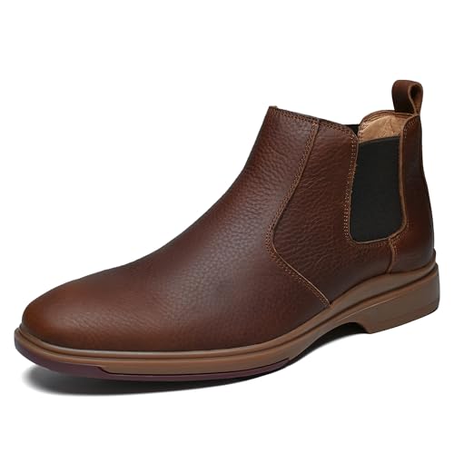 Image of ArcBrothers Men's Chelsea Boots, Relaxed Fit Roomy Toe Box Design, Premium Leather Slip-on Ankle Boots, All-Day Comfort