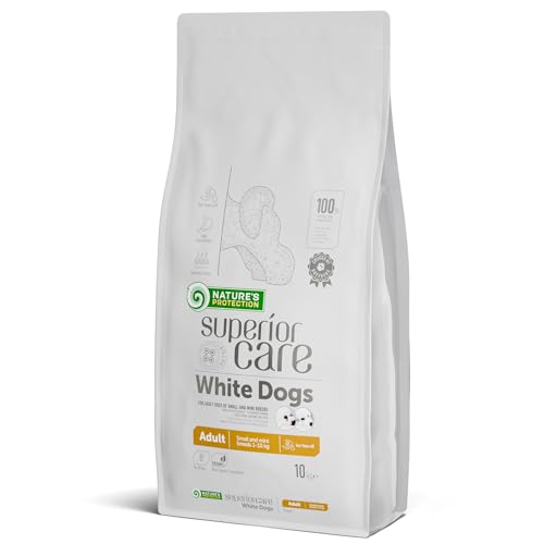 Nature's Protection Superior Care White Dogs Cibo Secco Ipoallergenico per Cani Adulti di Taglia Piccola, Agnello e Riso, Riduce le Macchie di Lacrime, 10 kg.