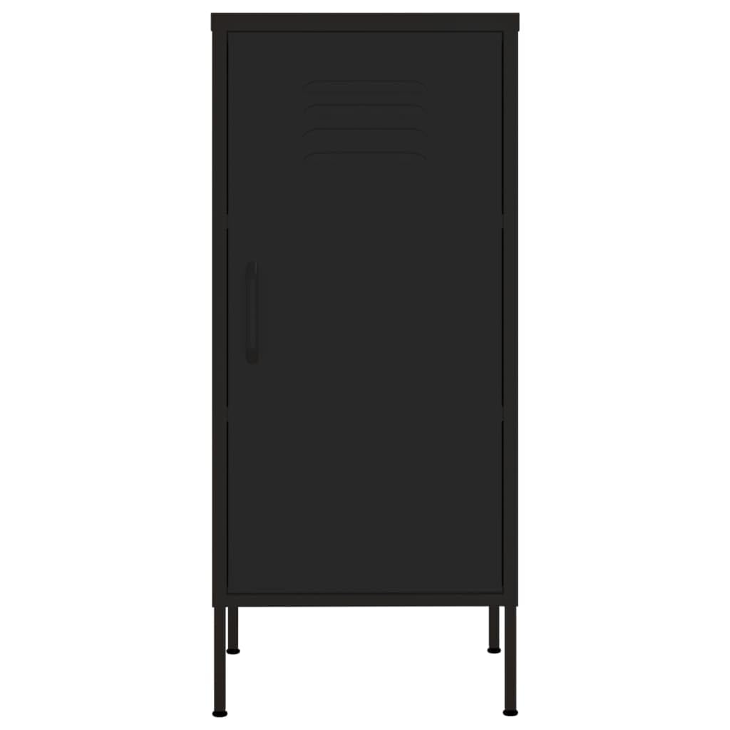 Szafka magazynowa czarna, 42,5 x 35 x 101,5 cm, wytrzymała stal, 2 wkładane półki, do spiżarni, kuchni, biura, wszechstronne przechowywanie, meble metalowe