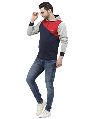 Image of Kalt Men Full Sleeves Zipper Fleece Colour Block Hoodie