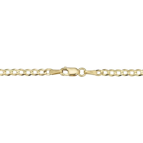 Italian 10K Solid Yellow Gold Cuban Link Curb Chain Necklace for Men & Women Diamond Cut with Lobster Claw Clasp 10K Real Gold Chain Jewelry (2mm - 3.5MM)4