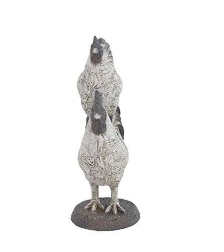 Deco 79 Farmhouse Polystone Rooster Sculpture, 8" X 5" X 12", White #TOP2