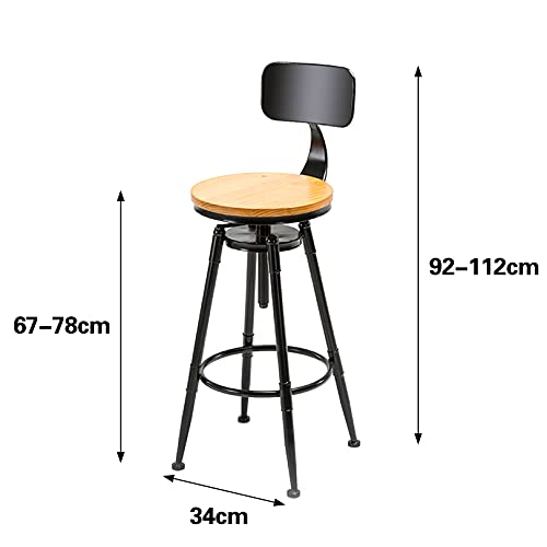 Tabouret de bar industriel pivotant et réglable noir x2 - 7