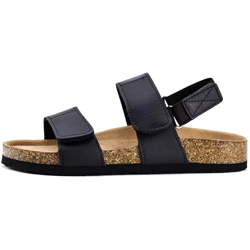 Image of Torotto Girls Boys Sandals with Cork Footbed Adjustable Straps Summer Glitter Slides Sandals Open Toes Flat for Kids Toddler