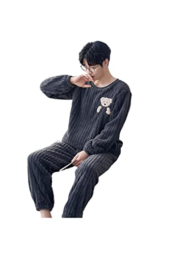 SERUMY Pijama Hombre Franela Polar Coral Coral De Oso Divertido Pijama De Vellón Coral para Hombres Pijama De Invierno-M7916,XXXL 82.5-95Kg