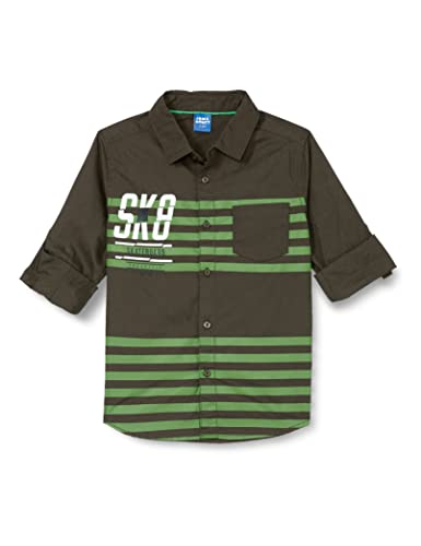 Image of Amazon Brand - Jam & Honey Boy's Regular Fit Shirt (JH-BST-SH-13 Olive 1 9 Years-10 Years)