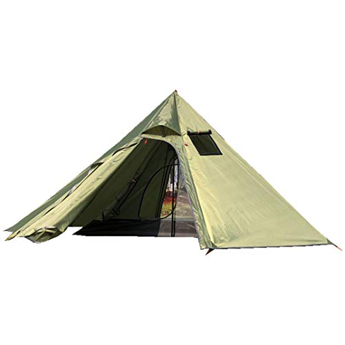 4 Person Backpacking Teepee Tent with Half MeshTent and Fire Retardant Stove Jack for Flue Pipes Height 7.2FT